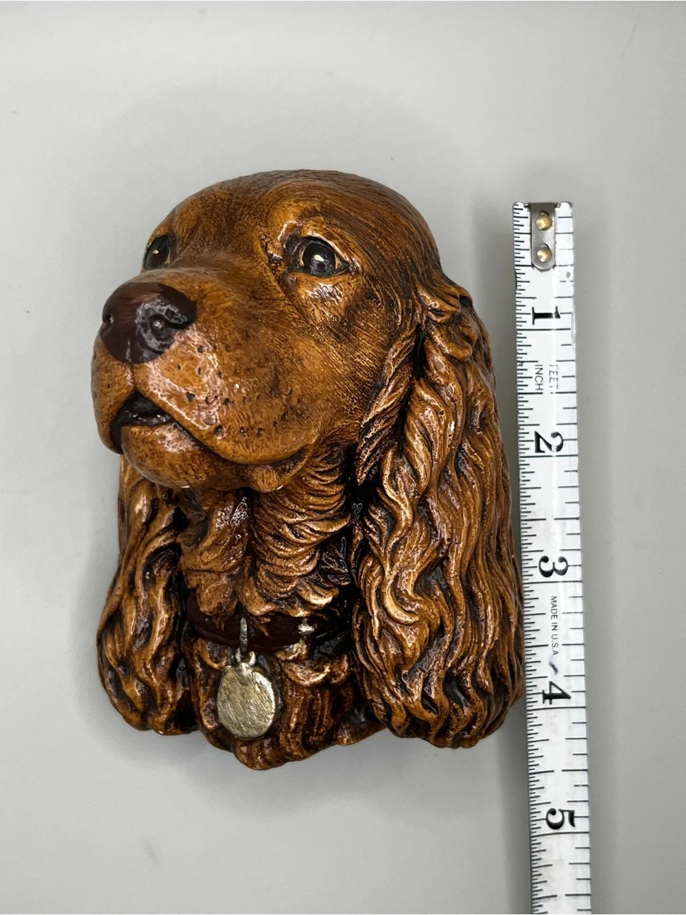 Vintage MCM Chalkware Cocker Spaniel Dog Head Wall Plaque Hanger